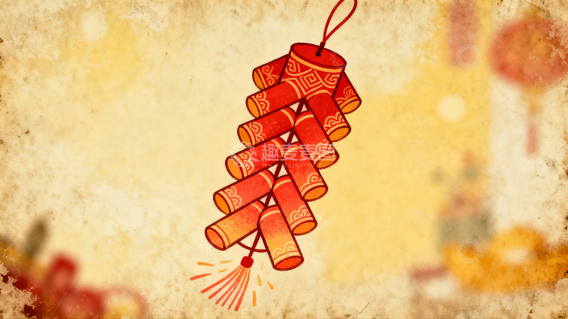 高清大图下载【趣麦麦图】红色鞭炮挂饰节日氛围浓厚