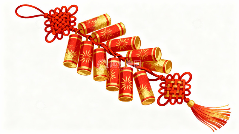 高清大图下载【趣麦麦图】红色烟花鞭炮挂饰