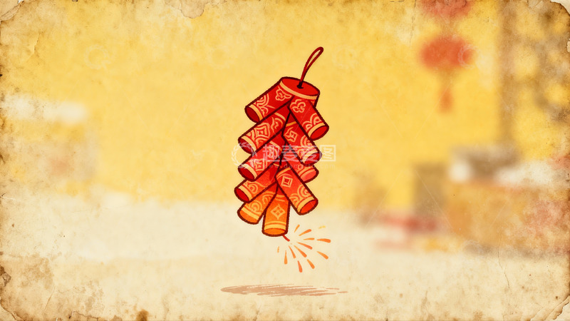 高清大图下载【趣麦麦图】红色鞭炮燃放庆祝场景