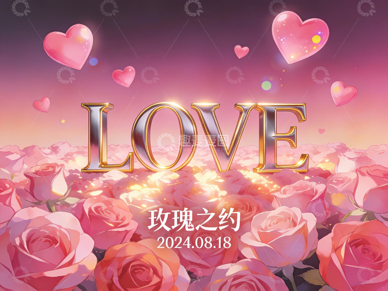 高清大图下载【趣麦麦图】玫瑰花海中的爱之约定