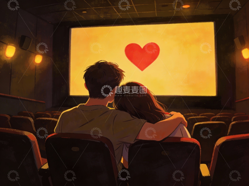 高清大图下载【趣麦麦图】情侣影院观影场景