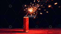 红色鞭炮燃放火花四溅