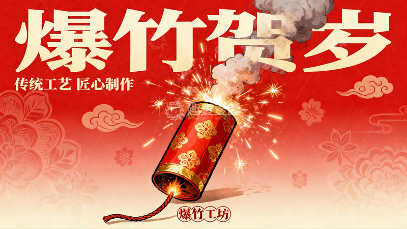 高清大图下载【趣麦麦图】爆竹贺岁传统烟花庆祝新年