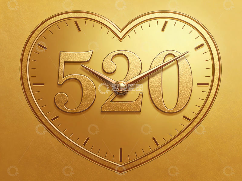 高清大图下载【趣麦麦图】金色心形时钟显示520