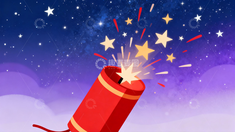 高清大图下载【趣麦麦图】夜空烟花绽放绚丽光芒