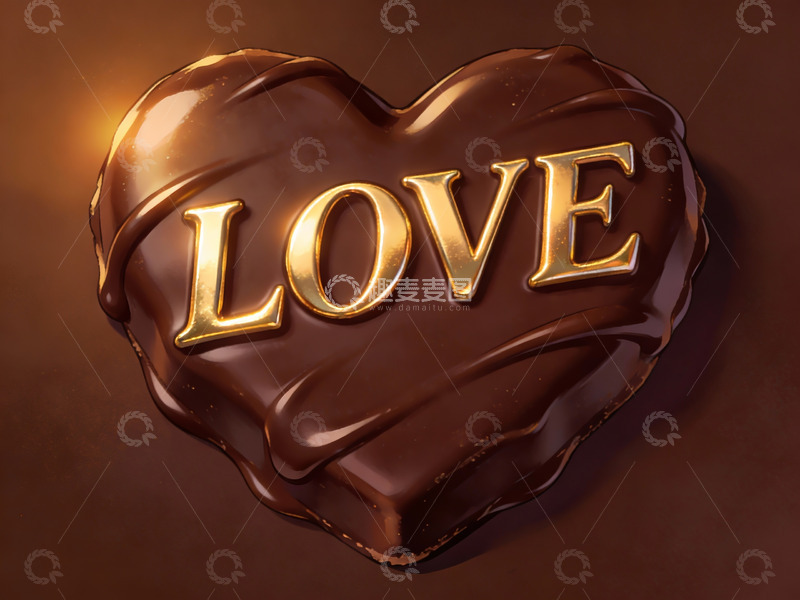 高清大图下载【趣麦麦图】巧克力心形糖果上的爱字