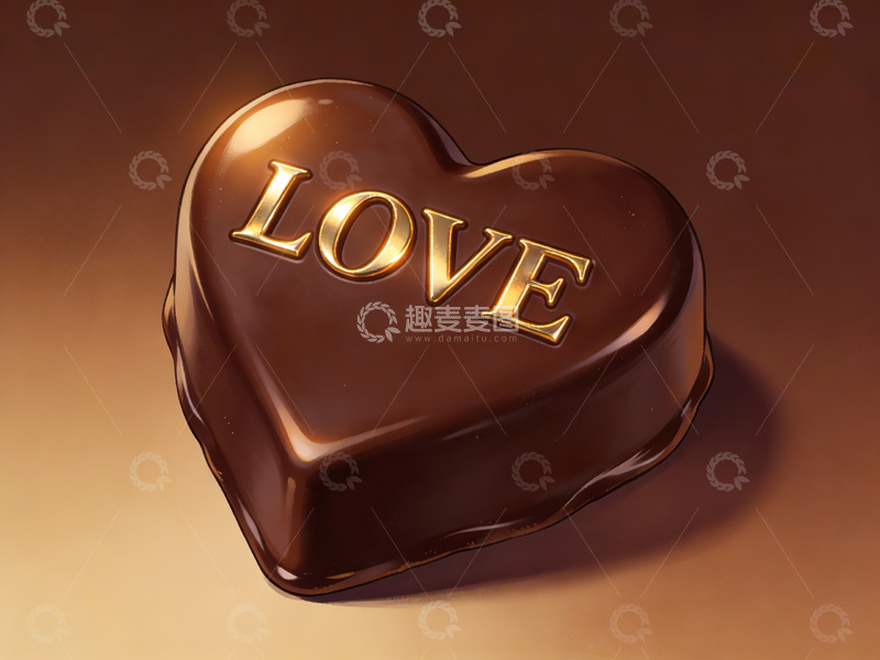 高清大图下载【趣麦麦图】心形巧克力上的爱字