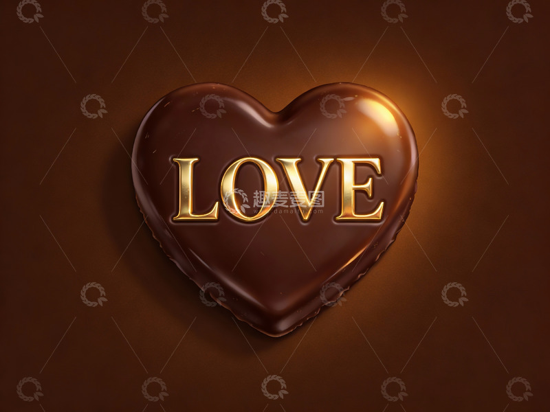 高清大图下载【趣麦麦图】巧克力心形糖果上的爱字