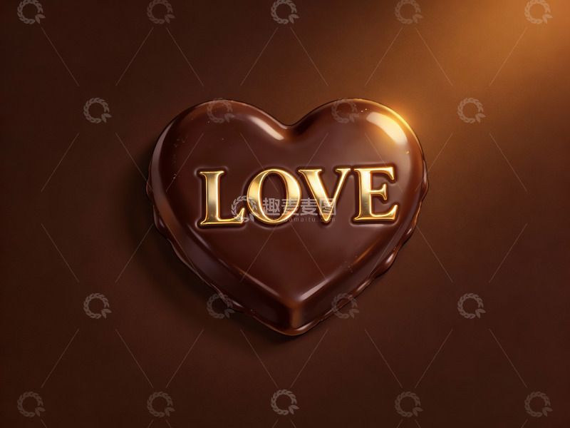 高清大图下载【趣麦麦图】巧克力心形糖果上的爱字
