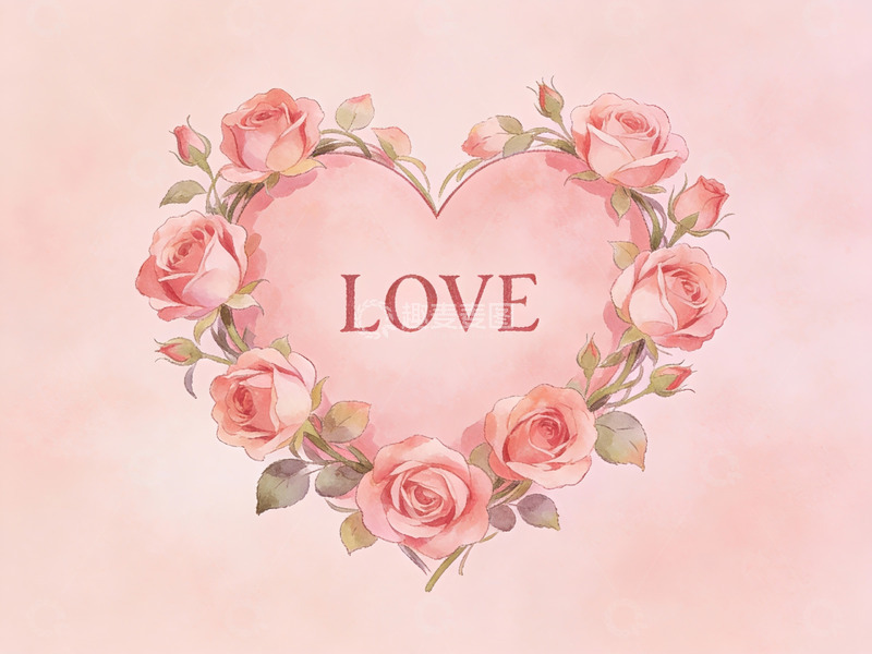 高清大图下载【趣麦麦图】玫瑰花环心形图案