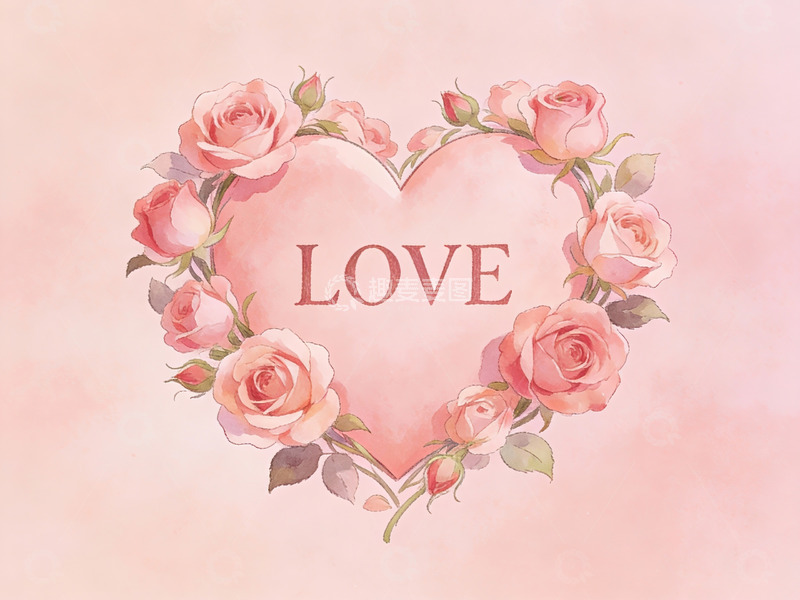 高清大图下载【趣麦麦图】玫瑰花环绕的心形图案
