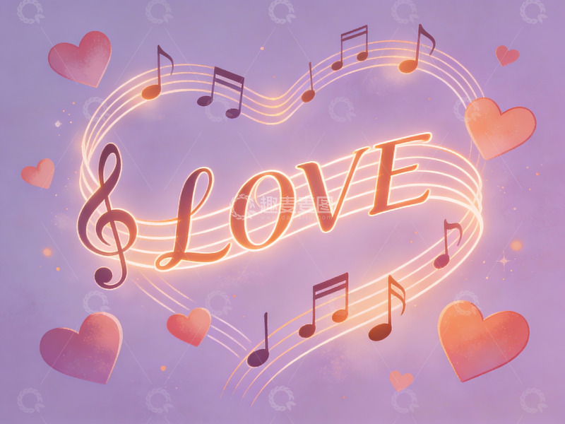 高清大图下载【趣麦麦图】音乐与爱心环绕的爱字