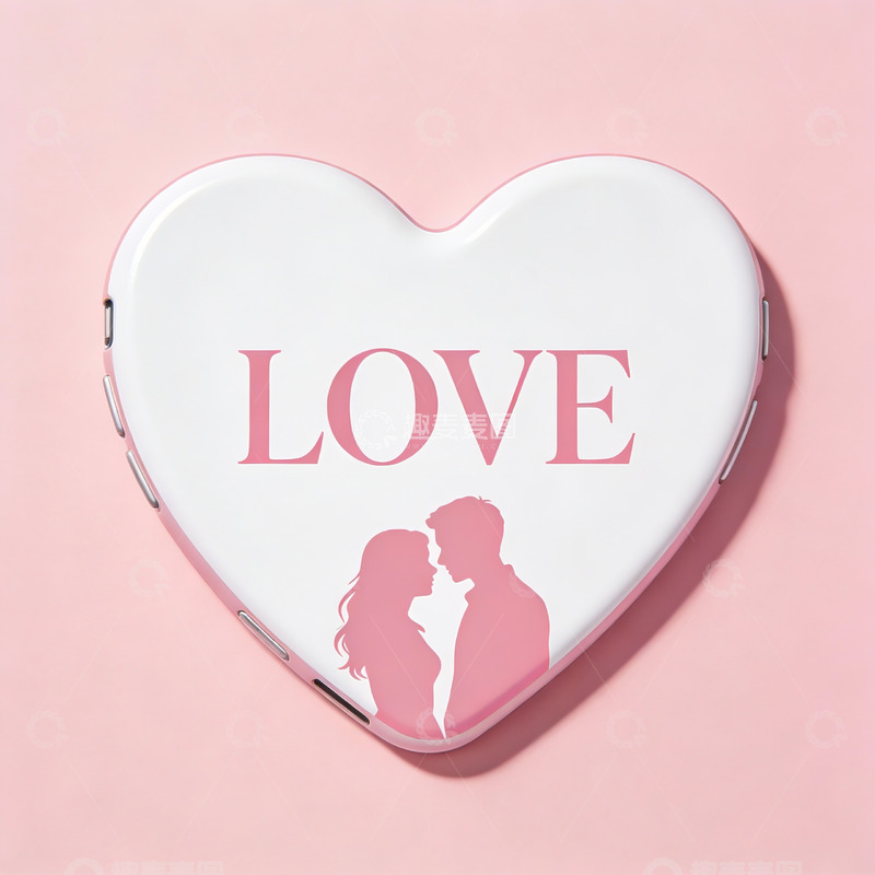 高清大图下载【趣麦麦图】心形礼盒上的爱情剪影