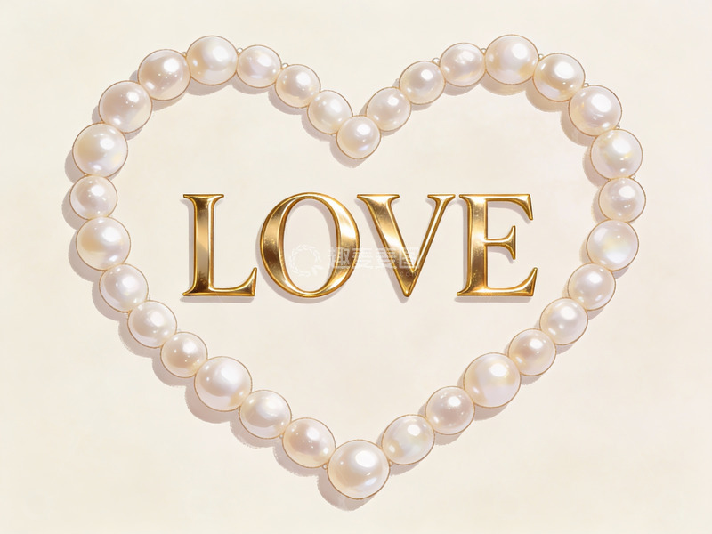 高清大图下载【趣麦麦图】珍珠心形环绕金色爱字