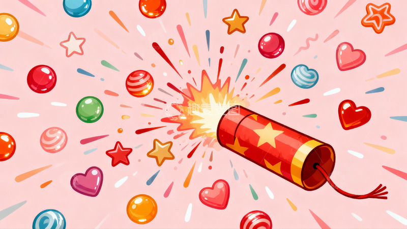 高清大图下载【趣麦麦图】烟花绽放糖果飞溅欢乐场景