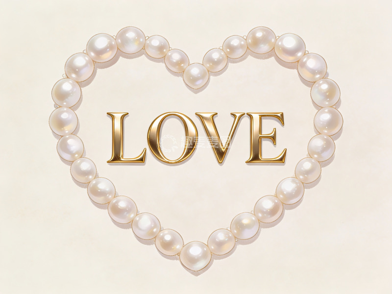 高清大图下载【趣麦麦图】珍珠心形环绕金色爱字