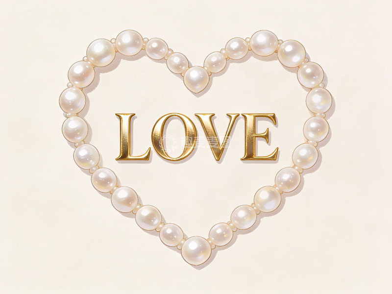 高清大图下载【趣麦麦图】珍珠心形环绕金色爱字
