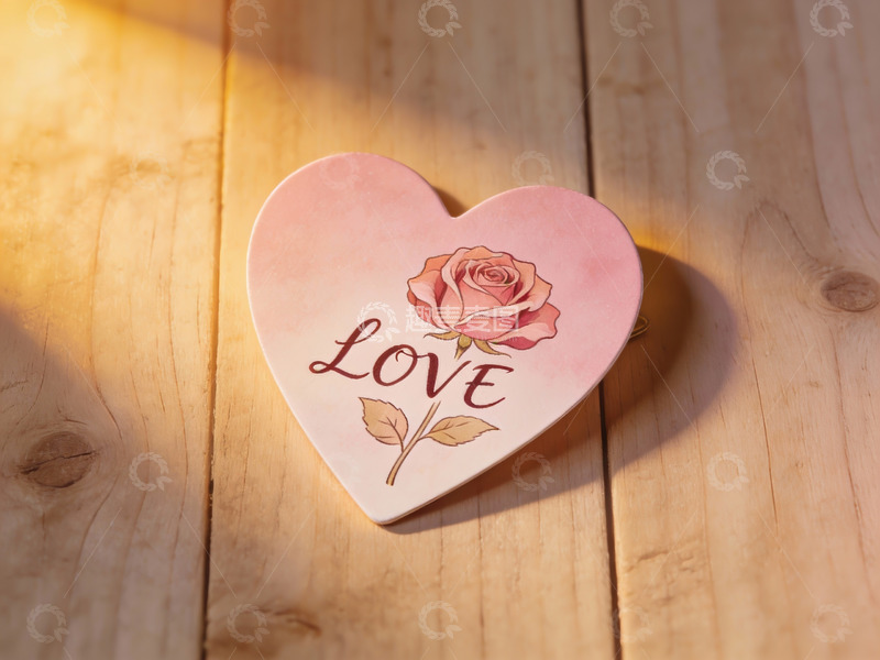 高清大图下载【趣麦麦图】心形装饰板上的玫瑰与爱字