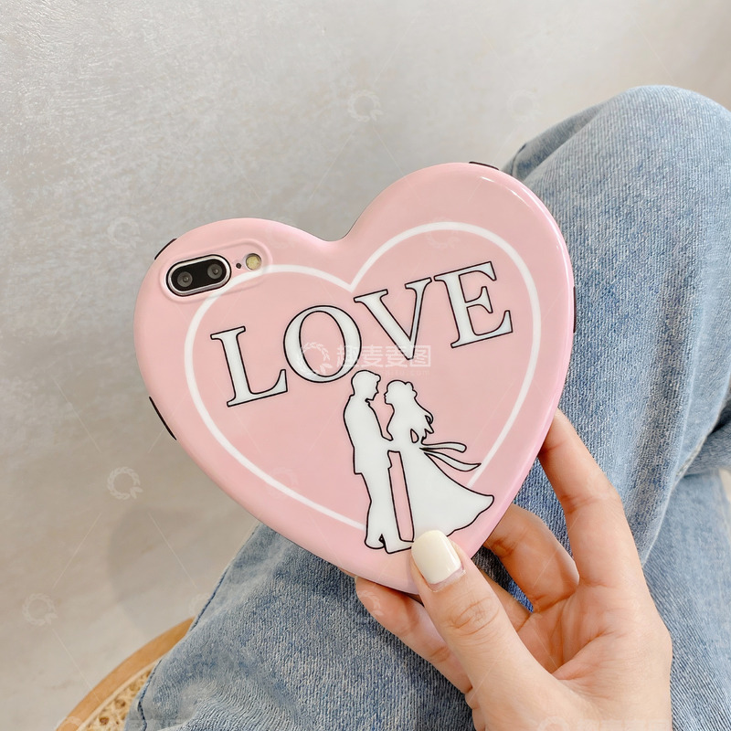 高清大图下载【趣麦麦图】粉色心形手机壳情侣图案