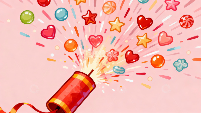 高清大图下载【趣麦麦图】烟花绽放糖果飞溅欢乐场景
