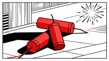 红色炸药引爆瞬间漫画