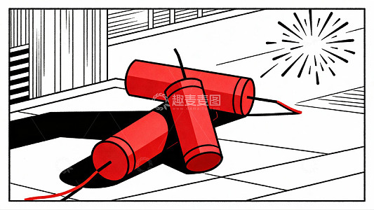 红色炸药引爆瞬间漫画