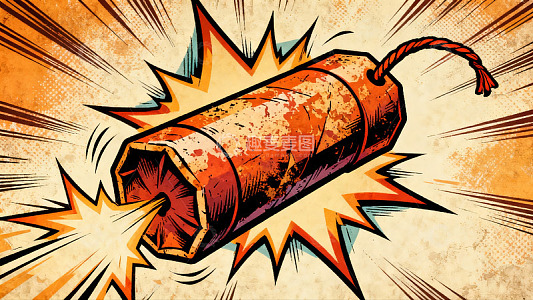 复古漫画风格炸药爆炸场景