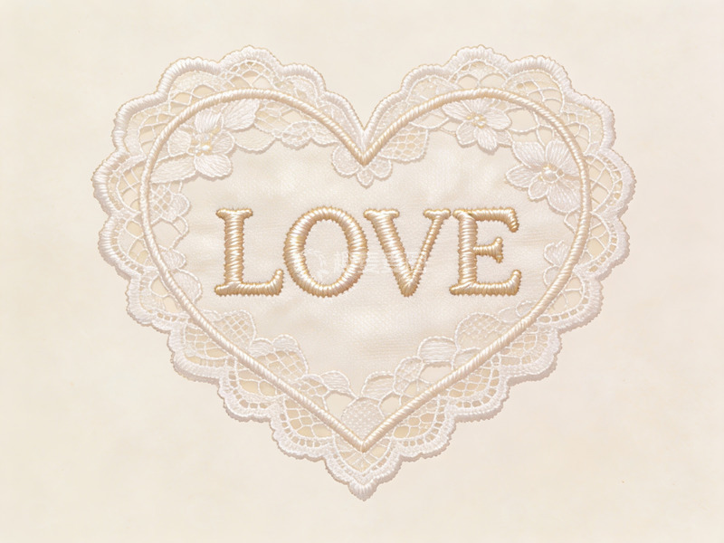 高清大图下载【趣麦麦图】刺绣心形图案中的爱字