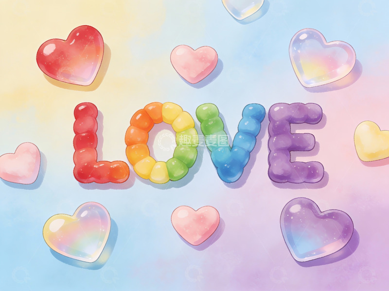 高清大图下载【趣麦麦图】彩虹爱心字母爱字图案