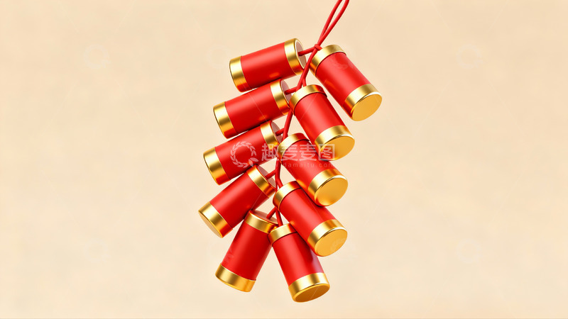 高清大图下载【趣麦麦图】红色金边鞭炮挂饰