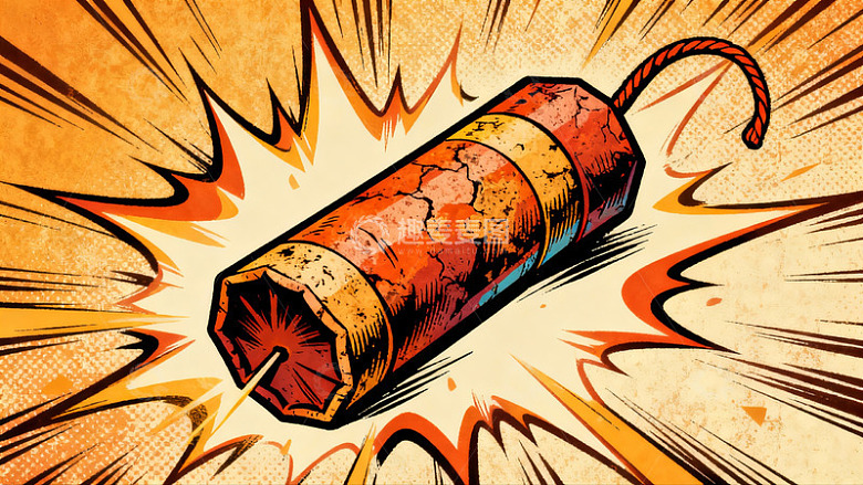 漫画风格炸药爆炸瞬间