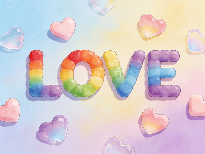 高清大图下载【趣麦麦图】彩虹糖果拼出爱字