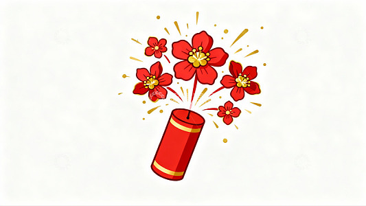 红色烟花绽放花朵图案