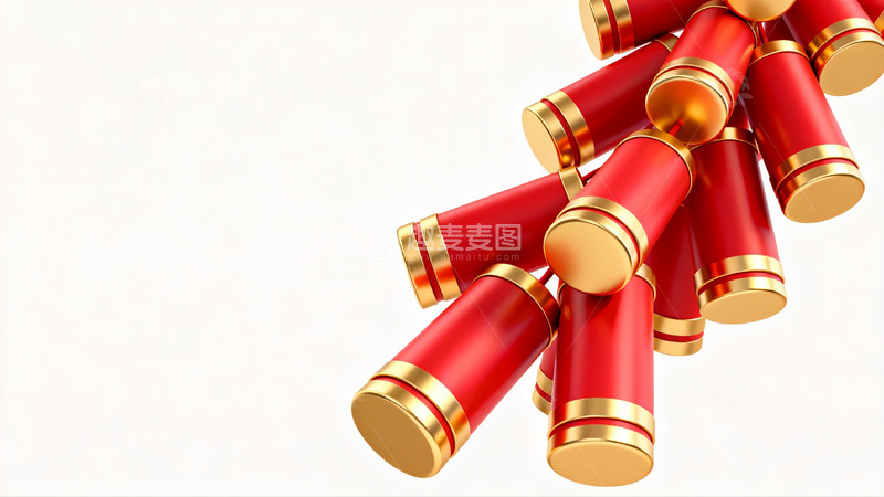 高清大图下载【趣麦麦图】红色金色鞭炮装饰品