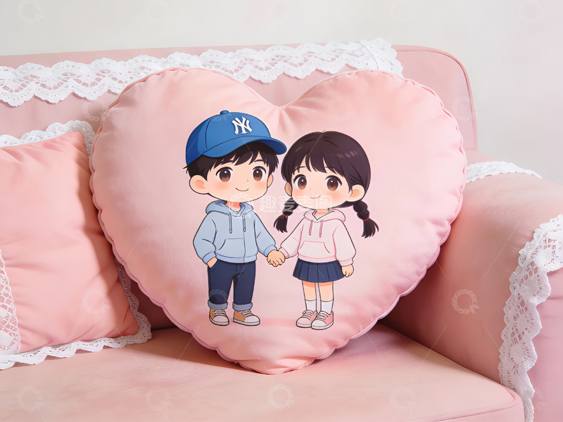 高清大图下载【趣麦麦图】卡通情侣心形抱枕