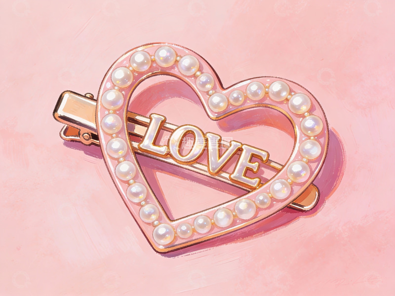 高清大图下载【趣麦麦图】心形珍珠发夹上的爱字