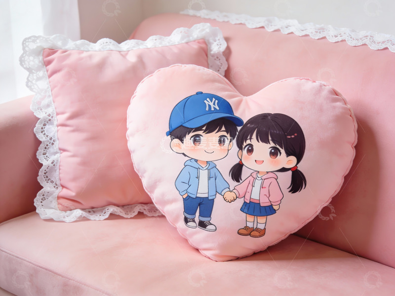 高清大图下载【趣麦麦图】卡通情侣心形抱枕
