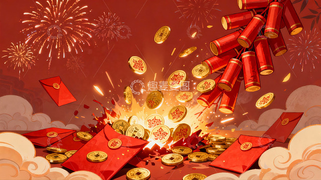 春节烟花红包金币齐飞