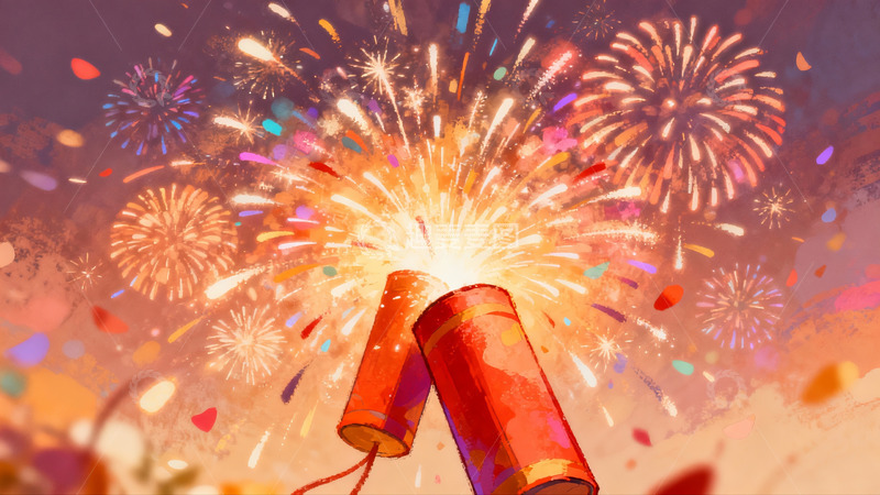 高清大图下载【趣麦麦图】绚丽烟花绽放夜空