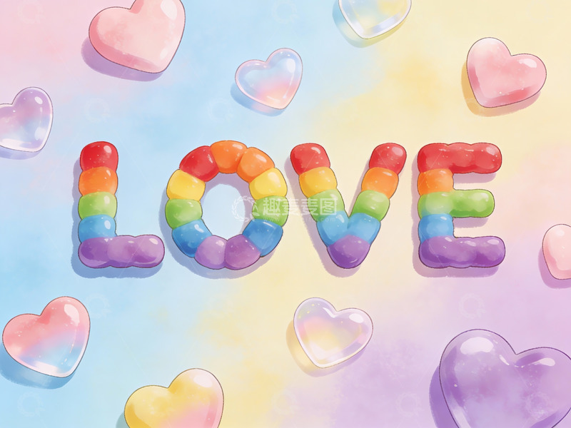 高清大图下载【趣麦麦图】彩虹糖果拼出爱字
