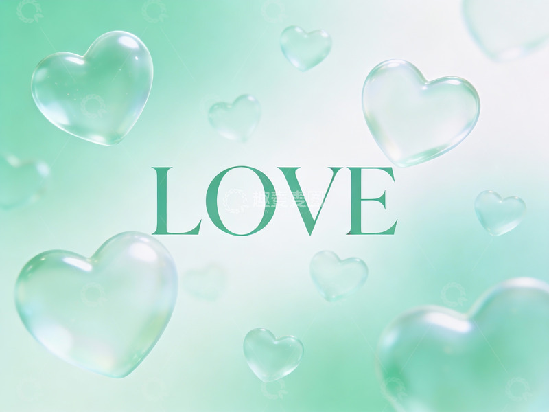 高清大图下载【趣麦麦图】爱心泡泡背景中的爱字