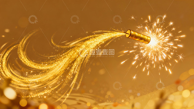 金色烟花绽放闪耀夜空