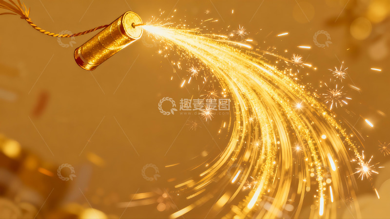 高清大图下载【趣麦麦图】金色烟花绽放瞬间