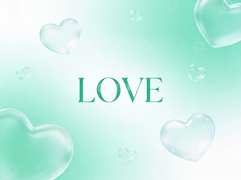 高清大图下载【趣麦麦图】爱心气泡背景中的爱字
