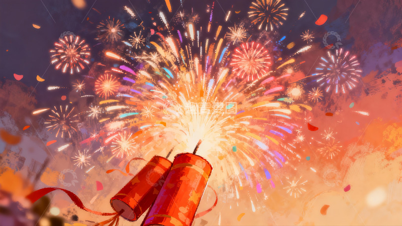 高清大图下载【趣麦麦图】绚丽烟花绽放夜空