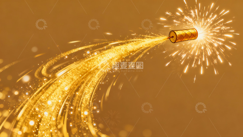 高清大图下载【趣麦麦图】金色烟花飞弹绽放光芒