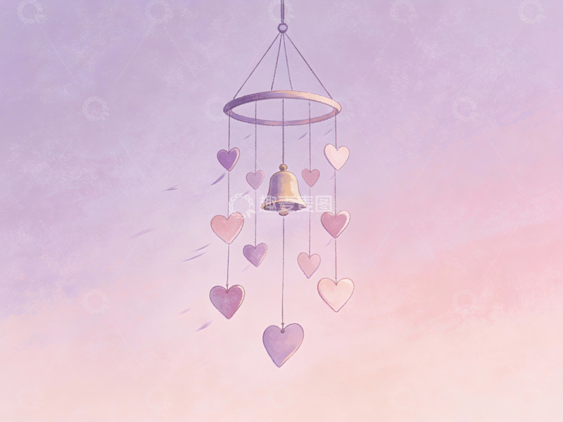 高清大图下载【趣麦麦图】悬挂的心形风铃