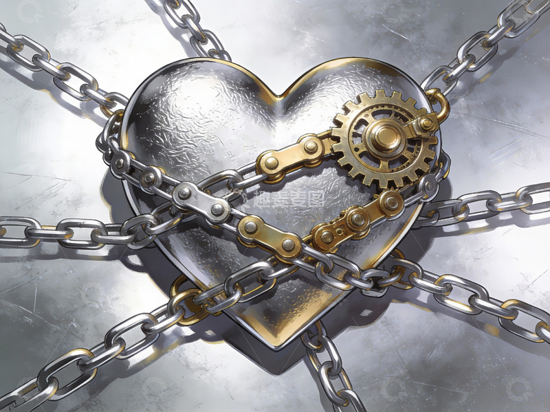高清大图下载【趣麦麦图】机械心被链条束缚