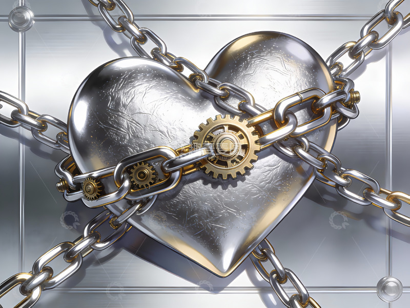 高清大图下载【趣麦麦图】金属心形被链条锁住