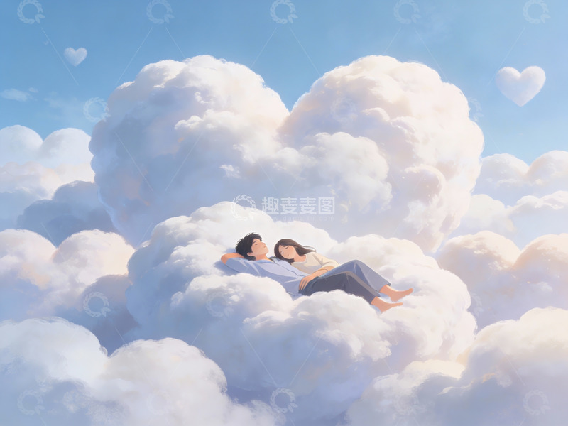 高清大图下载【趣麦麦图】情侣云上相拥